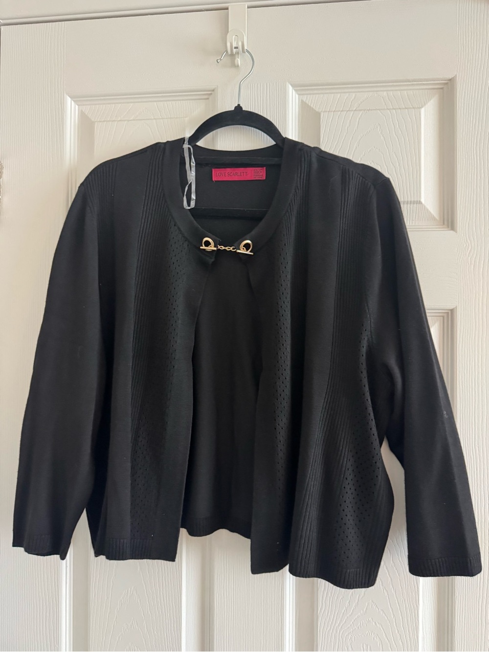 Scarlett Black Cardigan with Gold Link Clasp